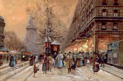 Eine belebte Boulevard in der Nähe der Place de la Republique, Paris von Eugene Galien Laloue